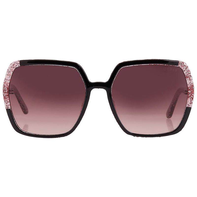 代购GUESS女士太阳镜防紫外线渐变镜片红色镜片非偏光方形塑料框