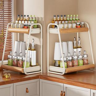 调料品置物架厨房双层家用台面多功能调味料放油盐酱醋的收纳架子