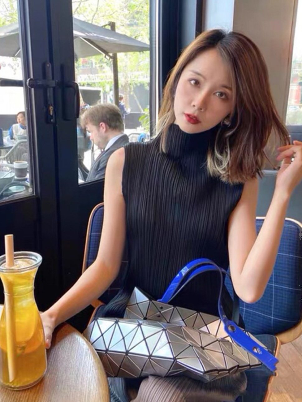 三宅褶皱褶皱通勤上衣女