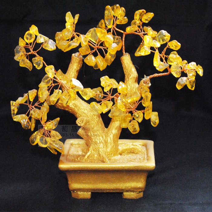 Natural Topaz tree ornaments e Handmade Natural Topaz crushed stone crystal tree handicraft ornaments