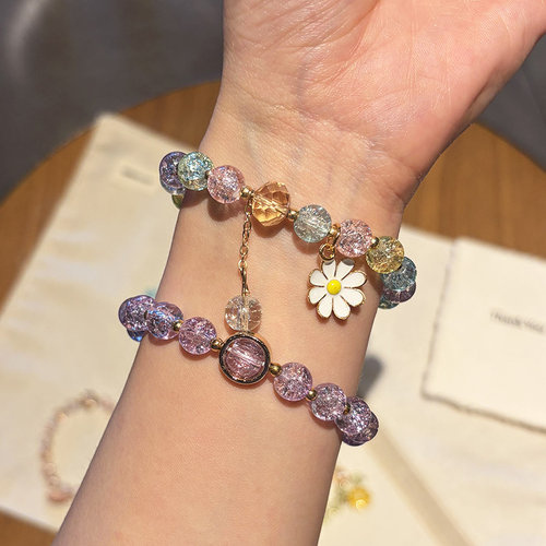 2026新款雏菊甜美手链简约爆花ins设计学生闺蜜水晶手饰百搭手串