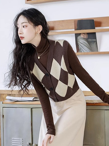 气质时尚甜美洋气背心马甲开衫女春秋冬小香风针织毛衣外穿小个子