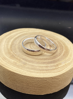 银男女足银999素圈活口传统戒指