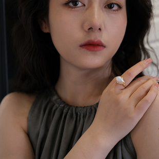 欧美天然不规则珍珠轻奢简约戒指 2025年新款 FRENCH 轻度定制