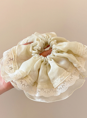 卡雪复古蕾丝双层立体蓬松发圈发绳大肠圈法式高级感温柔发饰头绳