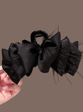 气质羽毛泡泡抓夹女大号高级感显发量鲨鱼夹头饰后脑勺夹子发饰