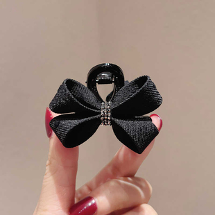 黑色蝴蝶结头饰发夹公主头抓夹中号侧边前额刘海发夹鲨鱼顶夹发卡
