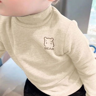 儿童德绒保暖上衣秋冬2025新款男童半高领小童宝宝T恤长袖打底ins