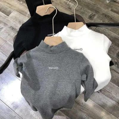 儿童磨毛加厚打底衫德绒半高领长袖T恤男童女童秋冬基础上衣内搭