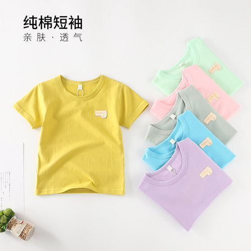 夏天圆领弹力莱卡棉短袖t恤衫