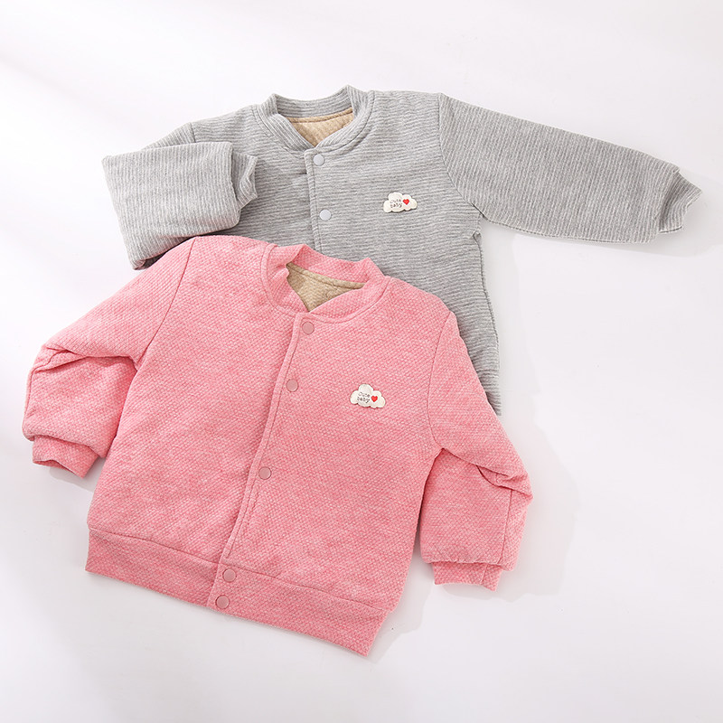 새로운 겨울 어린이 따뜻한 두꺼운 면화 코트 독일 벨벳 실크 면화 가디건-긴팔 탑 소년과 소녀 작은 면화 패딩 재킷