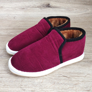 居家泡沫牛筋底防滑布棉鞋 手工保暖套脚棉鞋 加绒女中老年布鞋 冬季