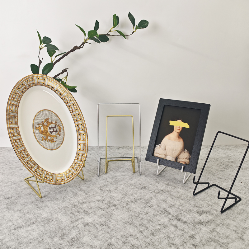 时钟支架展示架盘架支撑架铁艺挂盘装饰摆架茶饼陈列架子相框底座