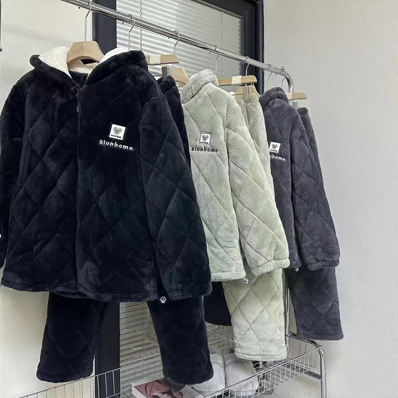 佰伦世家三层夹棉情侣睡衣冬季珊瑚绒加厚保暖连帽拉链家居服青年,女士内衣/男士内衣/家居服,睡衣/家居服套装,淘宝优惠券,粉丝福利购,淘宝优惠卷