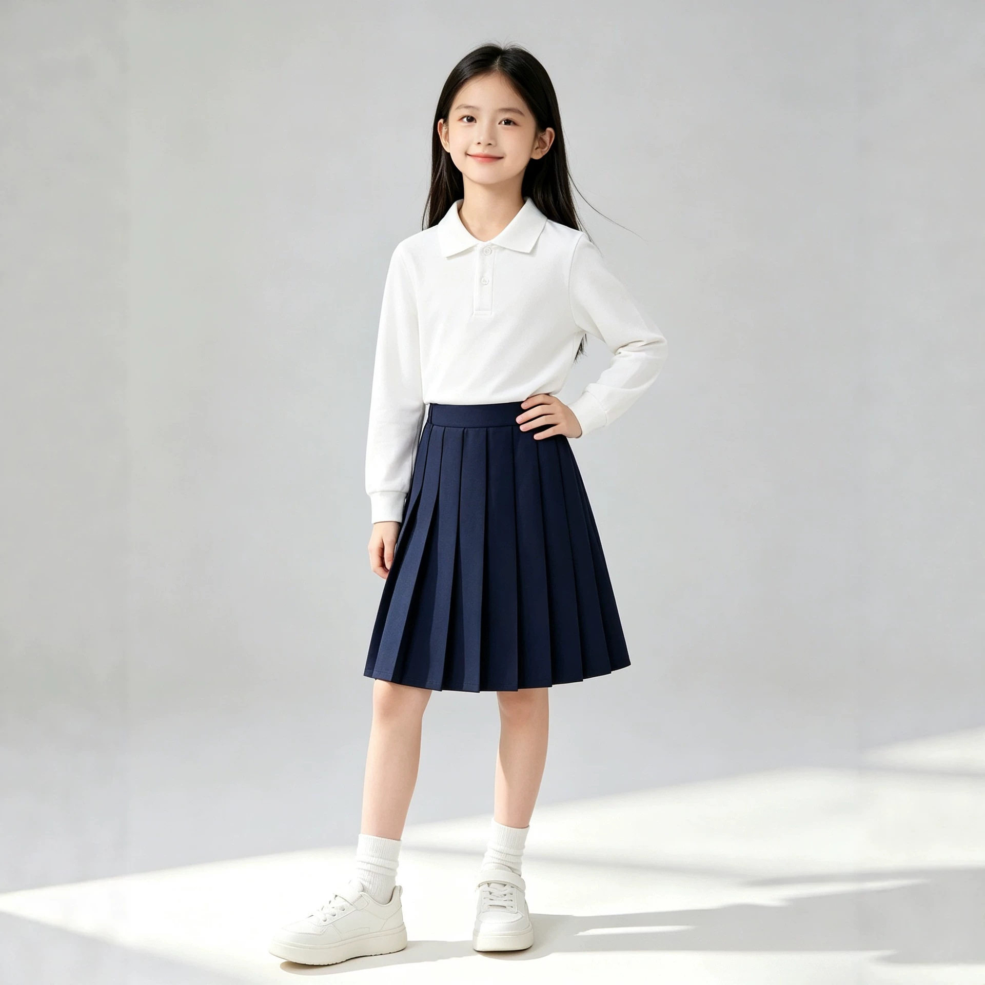 学院风女童校服裙套装Polo两件套