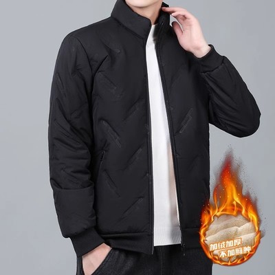 秋冬季加绒加厚羊羔绒棉衣男士上班干活穿的宽松休闲立领保暖棉袄
