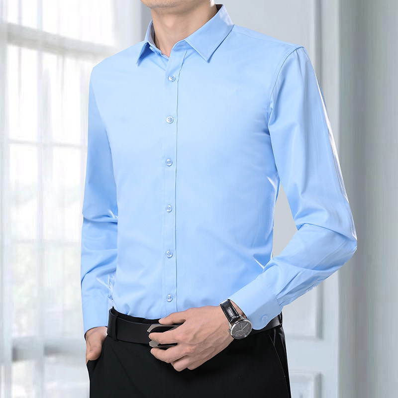 2026春秋男士牛津纺长袖衬衫纯色干活穿商务正装休闲职业工作外套