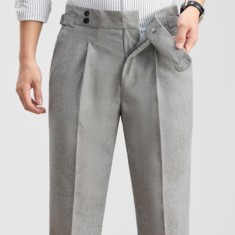 那不勒斯亚麻意式西裤夏季薄款