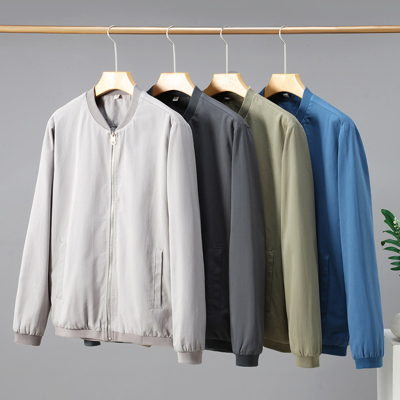 100%纯棉极简风棒球领夹克男潮流休闲百搭外套男士上衣