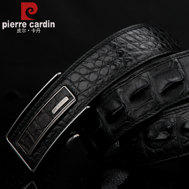 皮尔卡丹皮带男真皮男士养殖鳄鱼皮自动扣腰带正品新款牛皮裤带潮