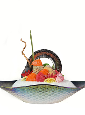 仿真三文鱼鹅肝北极贝金枪鱼刺身海鲜姿造冷菜菜品摆盘装饰样品菜