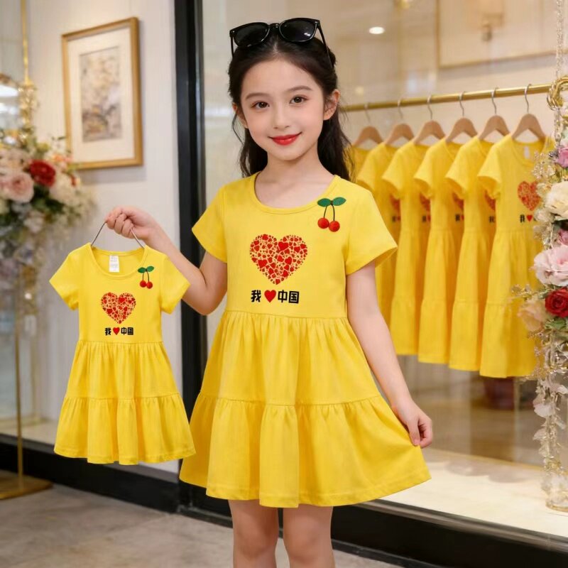女童连衣裙2026夏季新款儿童女宝宝公主女孩夏装洋气短袖蛋糕裙子
