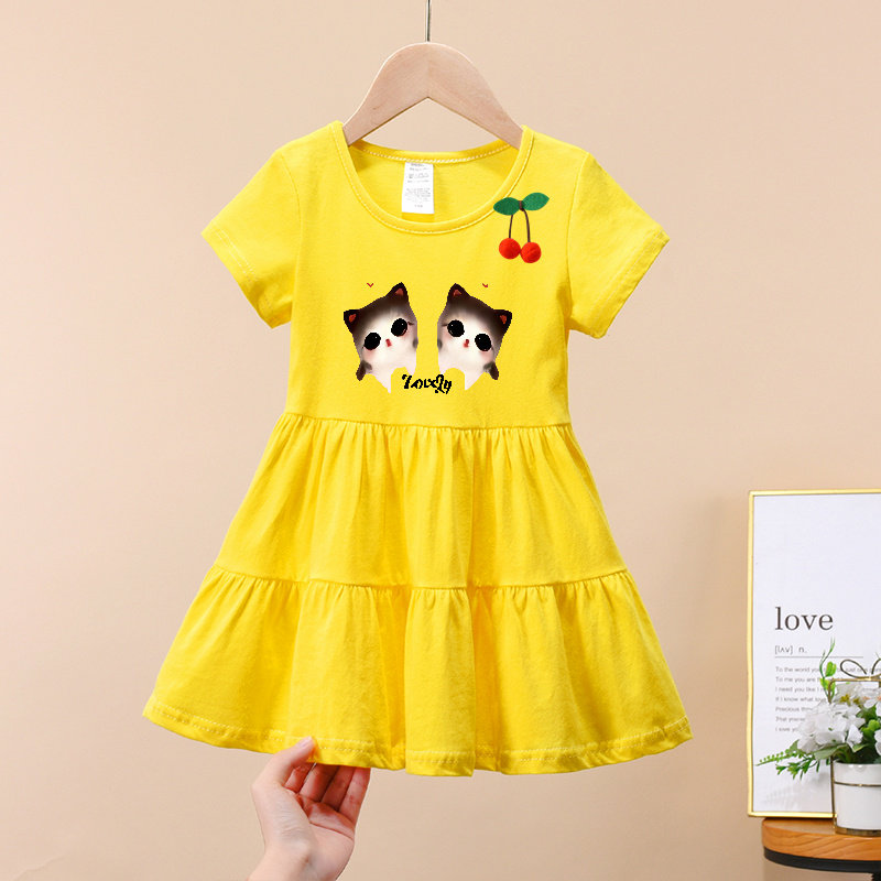 女童连衣裙夏季2026新款韩系公主风爆款时尚裙子女宝宝短袖蛋糕裙