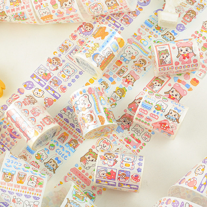 新疆包邮超萌栗子君特油胶带5cm*3m手账素材和纸胶带少女心装饰