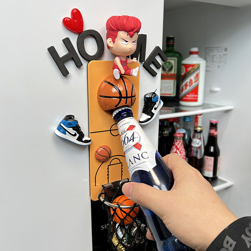 壁挂式AJ鞋home灌篮壁挂式磁吸篮球动漫装饰开瓶器冰箱贴啤酒起子