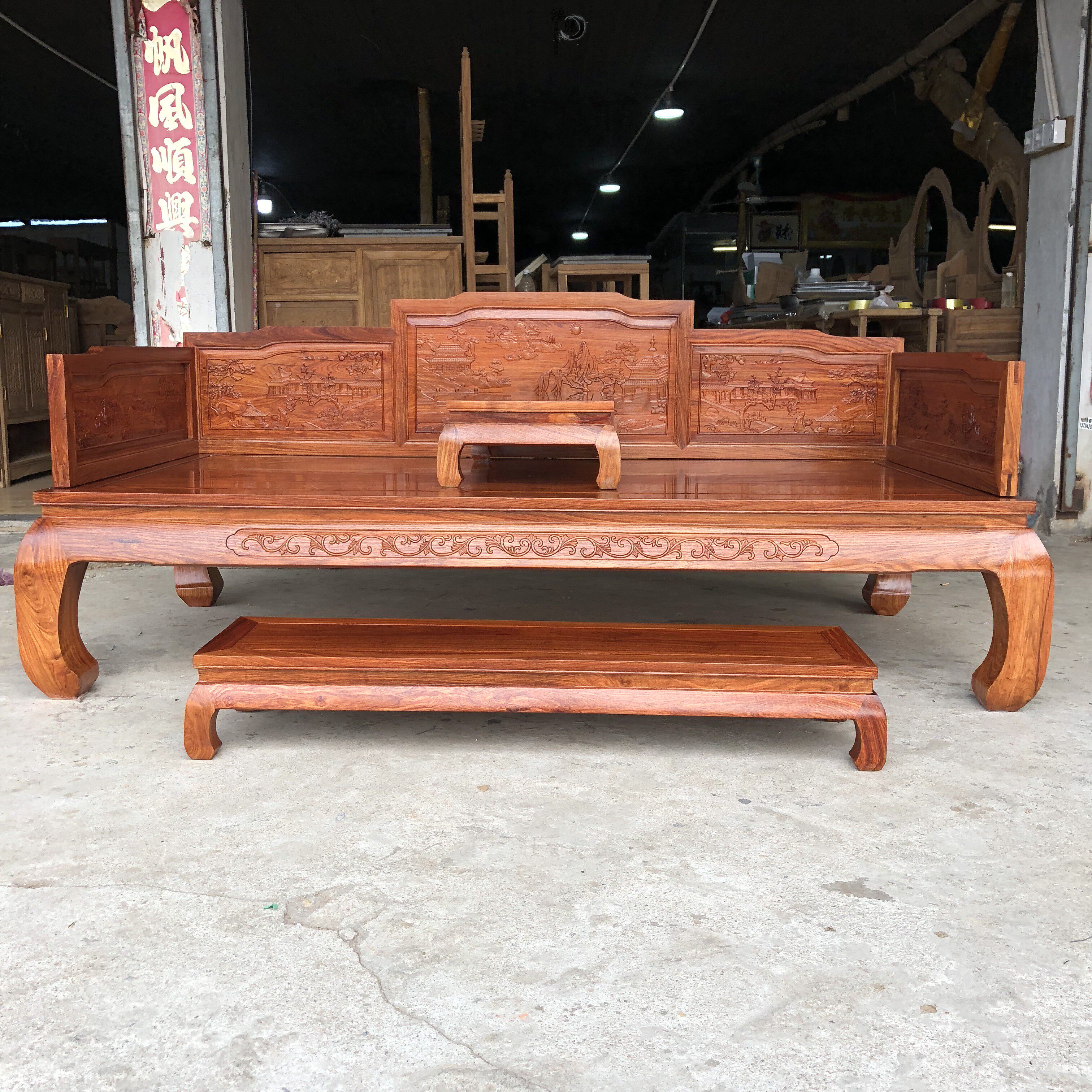 红木家具 实木床中式仿古卧榻床榻休闲美人榻新古典花梨木罗汉床