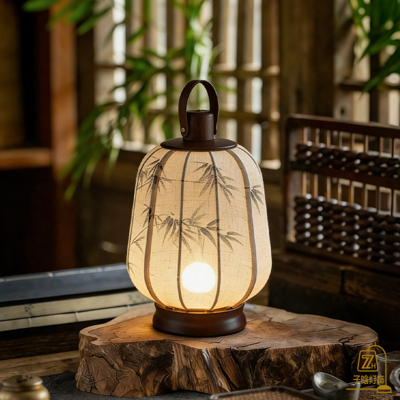 宋代美学手提宫灯笼台灯充电款中式复古国风书房茶台书法氛围灯具