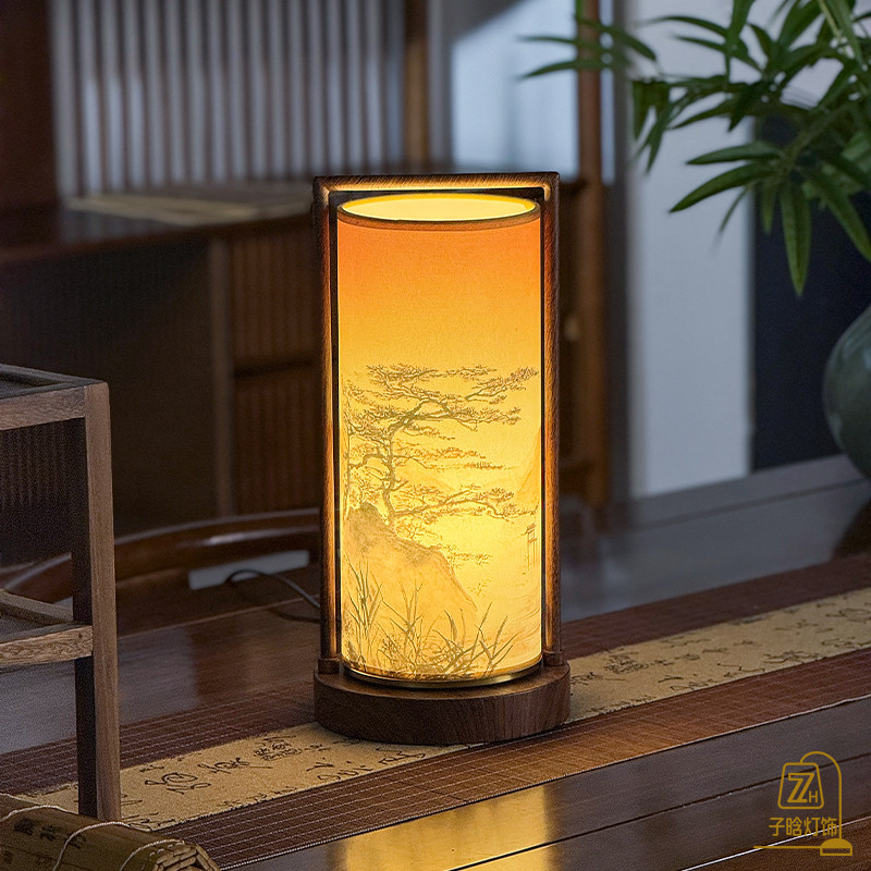 子晗宋代美学新中式布艺台灯书房茶桌桌面装饰灯中古风书法氛围灯