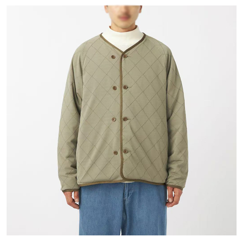 nanamica联名开衫羽绒内胆菱形格针织轻量保暖夹克