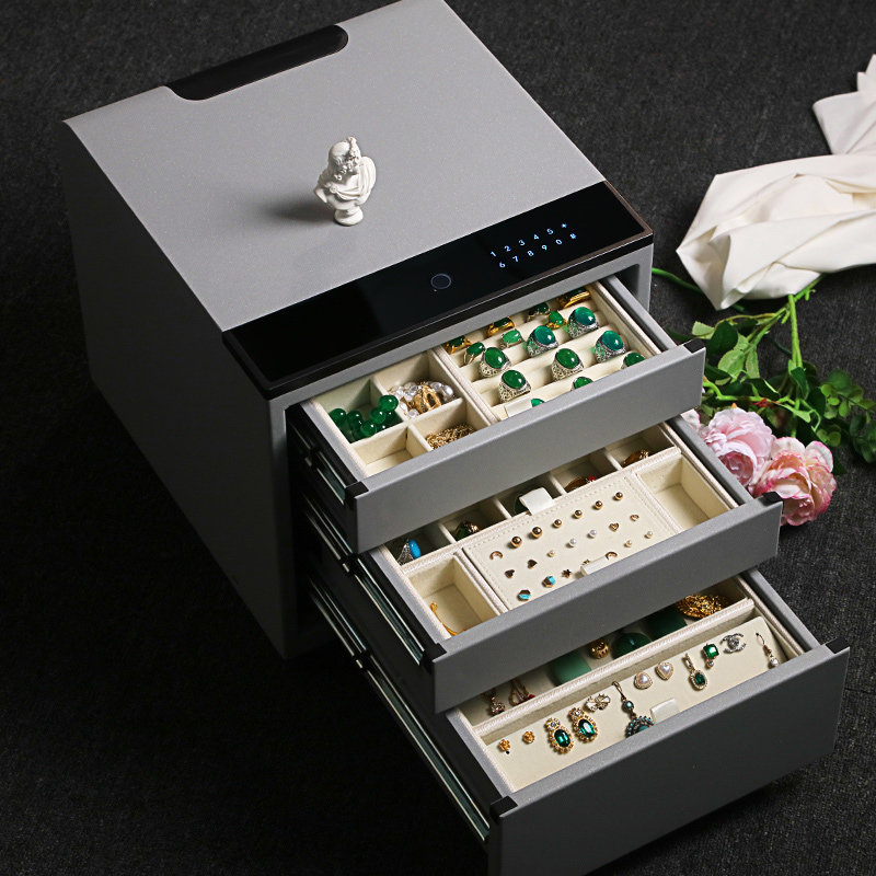 皮质首饰收纳保险柜家用小型指纹密码抽屉保险箱三层办公智能全钢,饰品/流行首饰/时尚饰品新,首饰盒,淘宝优惠券,粉丝福利购,淘宝优惠卷
