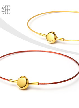 超细1毫米钢丝手绳女可穿小孔黄金转运珠编织皮绳手链本命年红绳