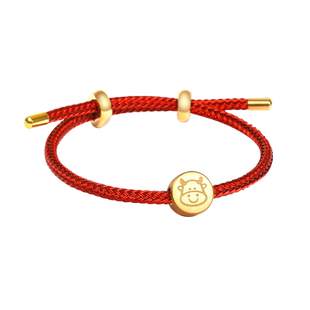 本命年十二生肖转运珠手绳男女情侣款萌兔年钢丝编织红绳皮绳手链