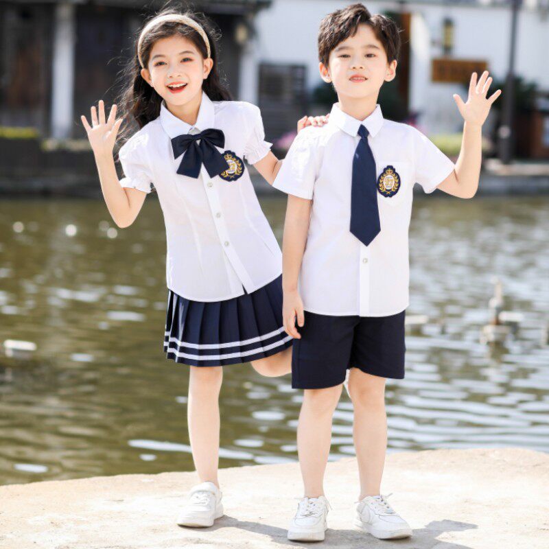 幼儿园园服夏装短袖英伦风班服纯棉运动服套装小学生毕业校服夏季