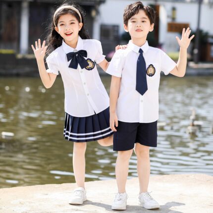 幼儿园园服夏装短袖英伦风班服纯棉运动服套装小学生毕业校服夏季