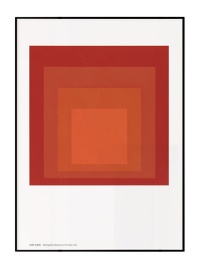 JOSEF ALBERS 红色正方形 奶油风风格装饰挂画 玄关客厅餐厅细边