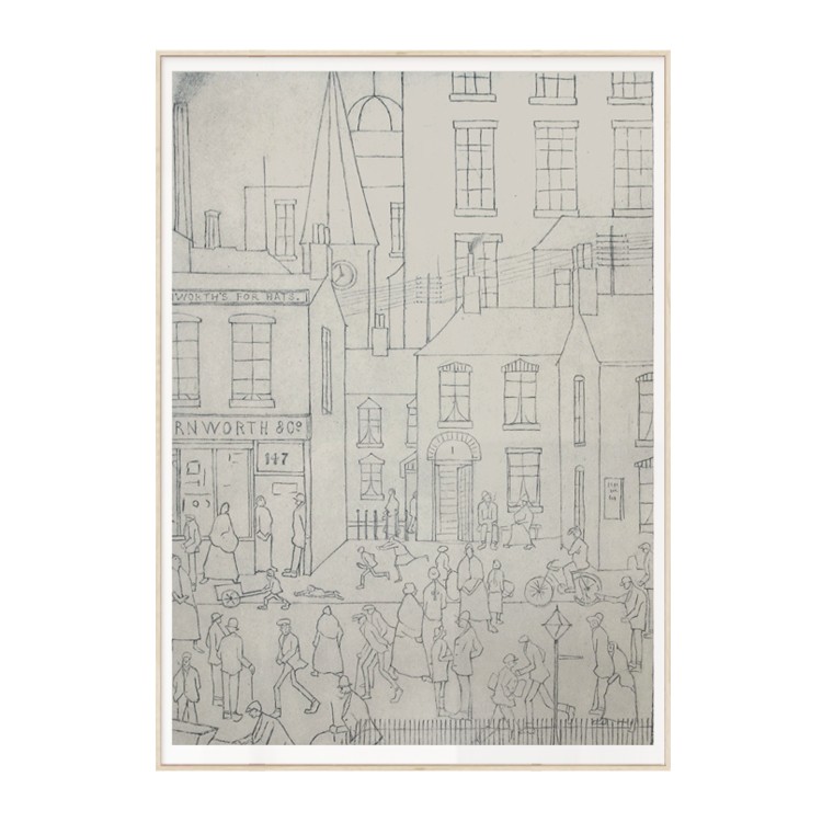 丘山生活古典建筑小众艺术风格装饰画奶油风速写灰色书房挂画图片