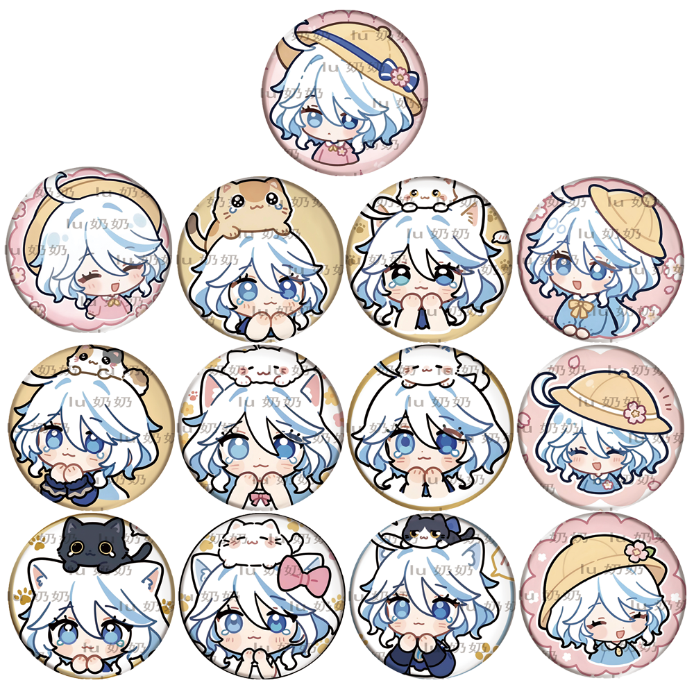 【lu奶奶】同人授权吧唧徽章原神芙宁娜 58mm 厚谷底双闪幻彩