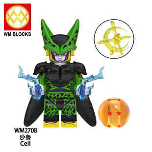 WM七龙珠第七季沙鲁孙悟空贝吉塔超级赛亚人3人仔第三方拼装积木