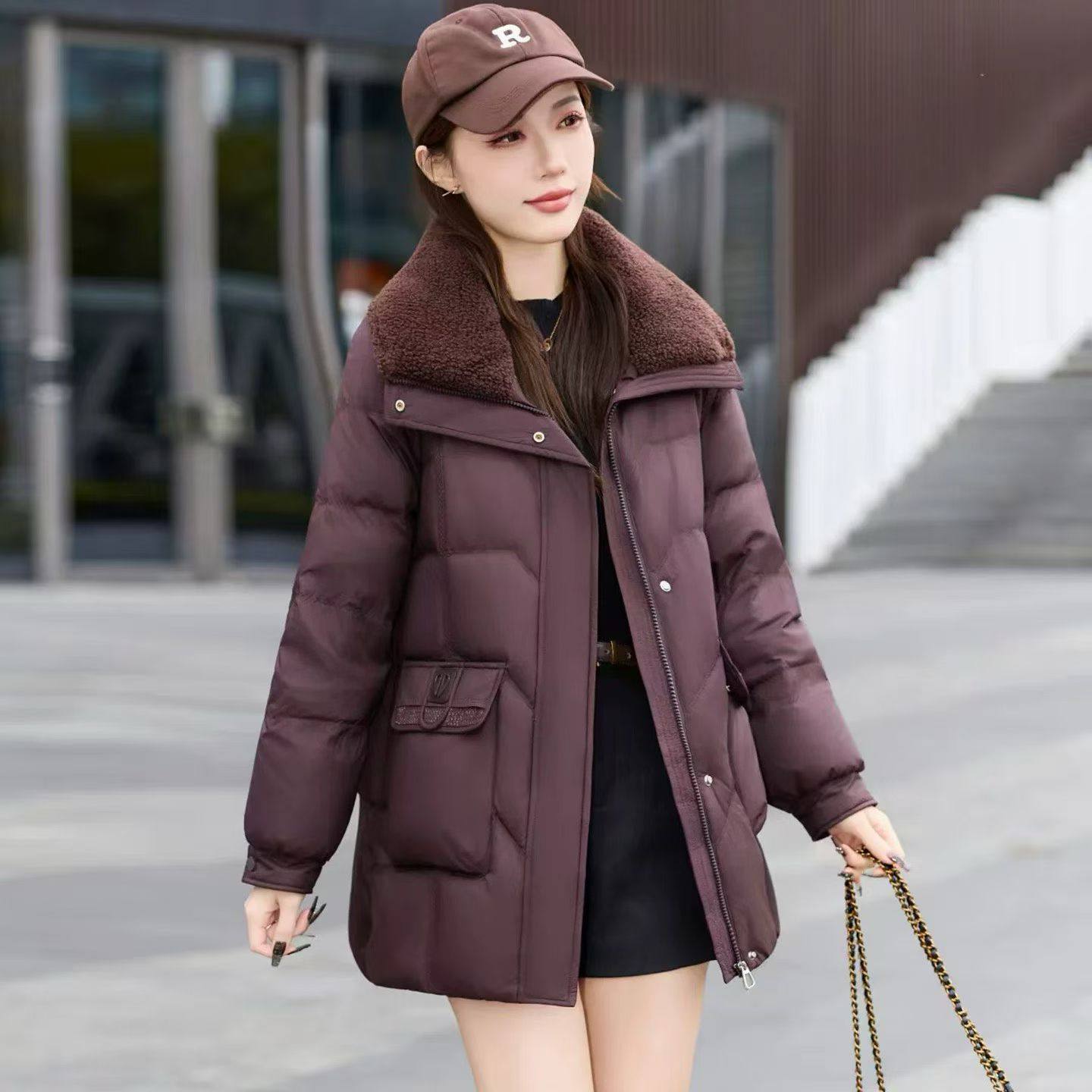 时尚妈妈装中长款羽绒棉服女2025年新款洋气宽松翻领加厚保暖棉袄,女装/女士精品,棉衣/棉服,淘宝优惠券,粉丝福利购,淘宝优惠卷