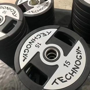 泰诺健包胶铸铁大孔杠铃片手抓商用健身房举重杠铃50MM配重片5cm