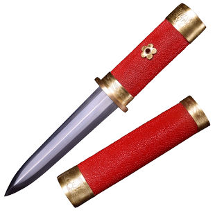 龙泉市泉字号宝剑鱼皮隐剑八面旋焊纹手工一体剑防身短刀剑未开刃