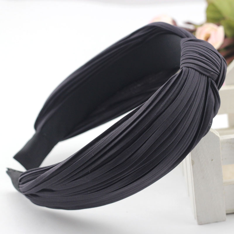 韩版发饰发箍女宽边方扣打结褶皱头箍新款纯色压发头饰甜美发卡子