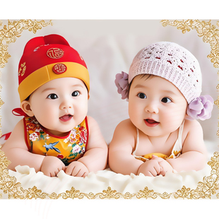 年画娃娃送子图宝宝画报墙贴孕期男女龙凤胎怀旧金童玉女漂亮海报