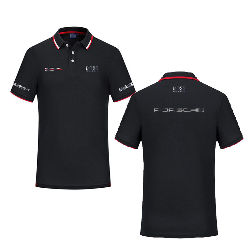 夏季工衣短袖POLO衫4S店保时捷男女工作服T恤翻领纯棉定制印logo