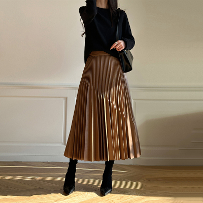 半身裙A字裙通勤纯色百褶