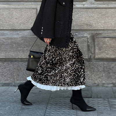 半身裙A字裙鱼尾拼接2023秋冬